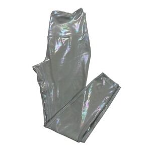 Zelos Leggings Women 1X Silver New Camo Holographic Iridescent High Waist Tights